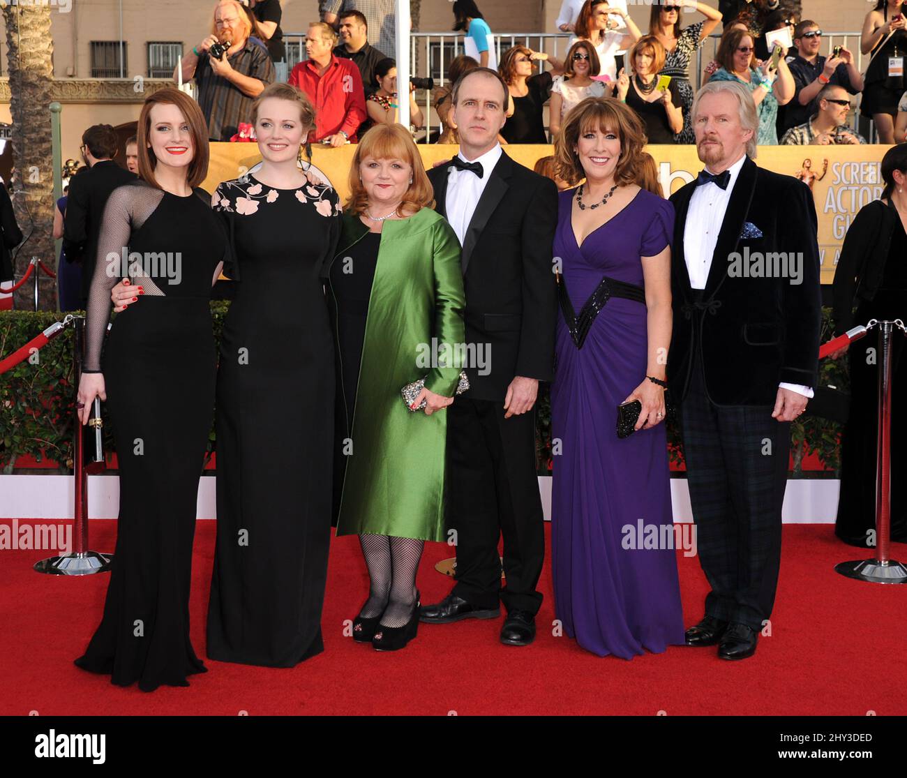 Sophie McShera, Cara Theobold, Lesley Nicol, Kevin Doyle, Phyllis Logan and David Robb attends 20th Annual Screen Actors Guild Awards held at the Shrine Auditorium Stock Photo