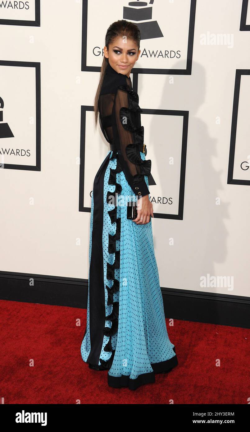 Zendaya Coleman arrives at the 56th annual Grammy Awards at Staples