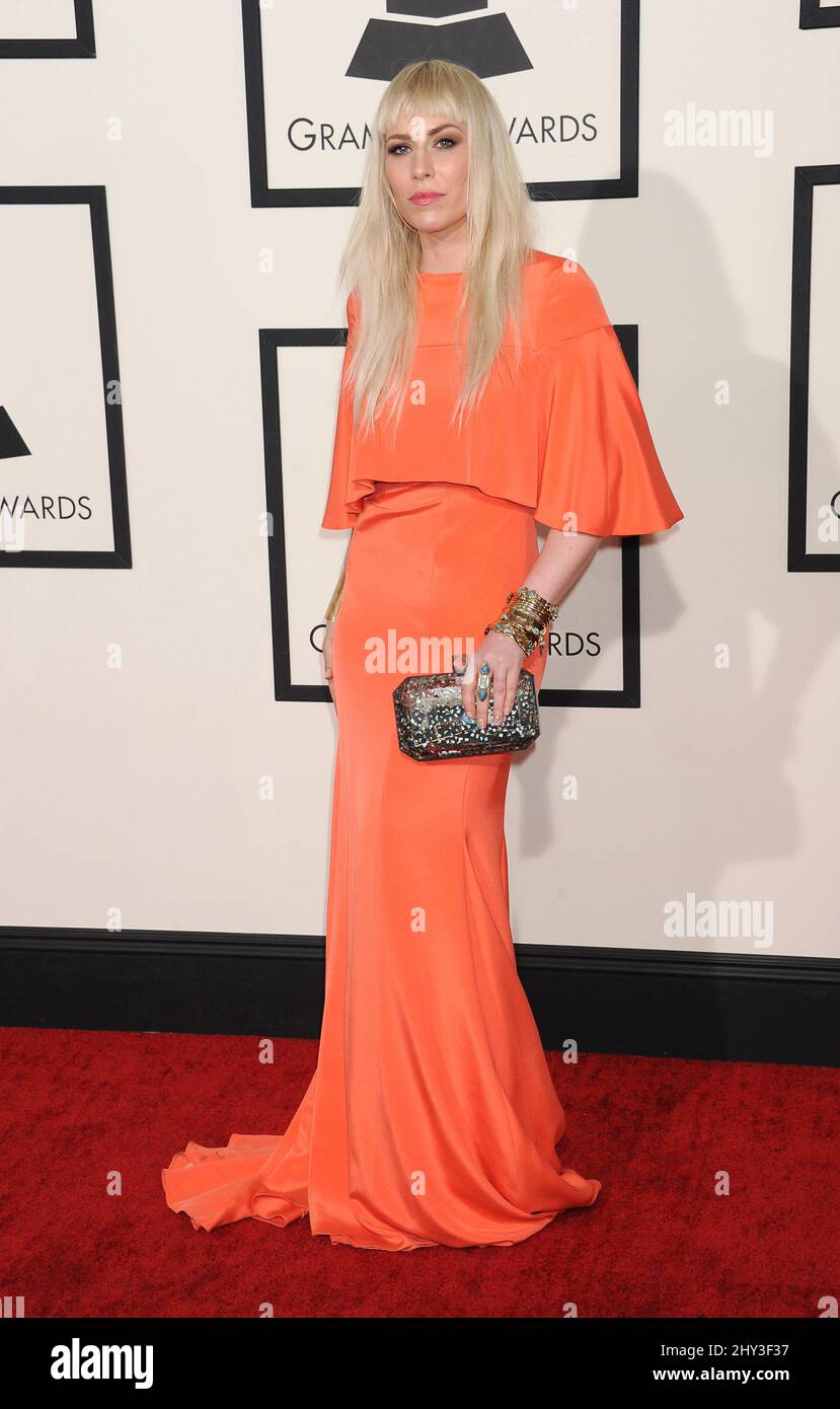 orange dress grammys Jameela Jamil Two Tones Evening Dress 2019 Grammys Awards Red Carpet TCD8290