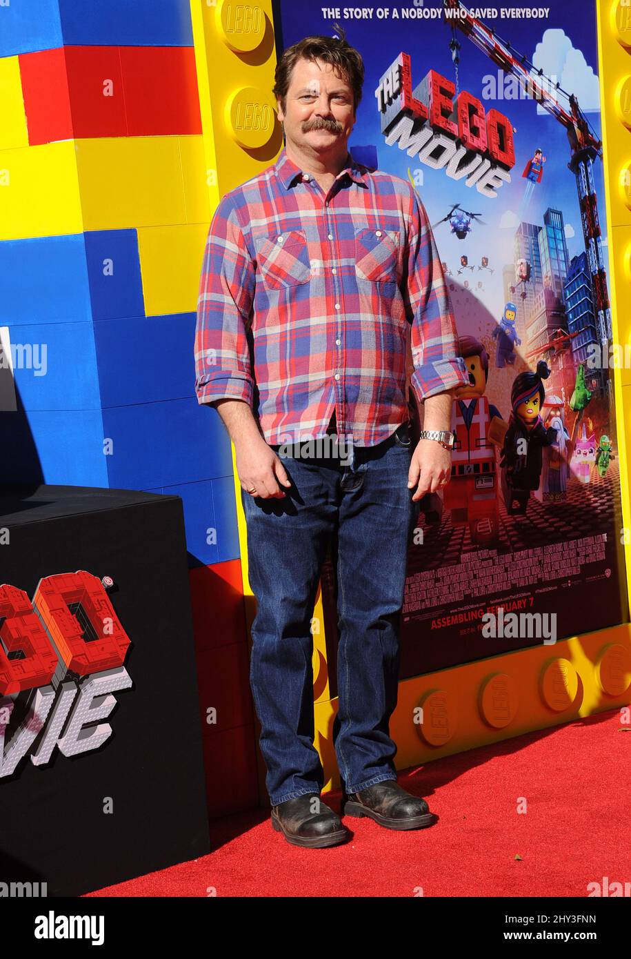 Nick Offerman at the premiere of the Lego Movie in Los Angeles CA