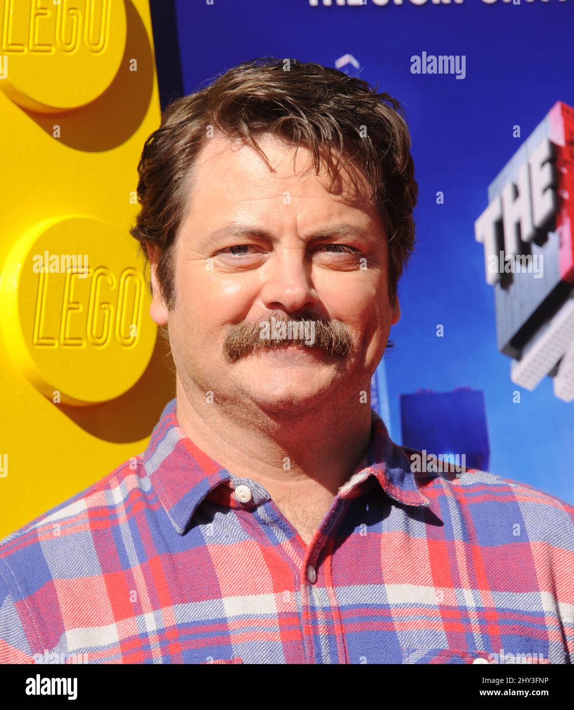 Nick Offerman at the premiere of the Lego Movie in Los Angeles CA
