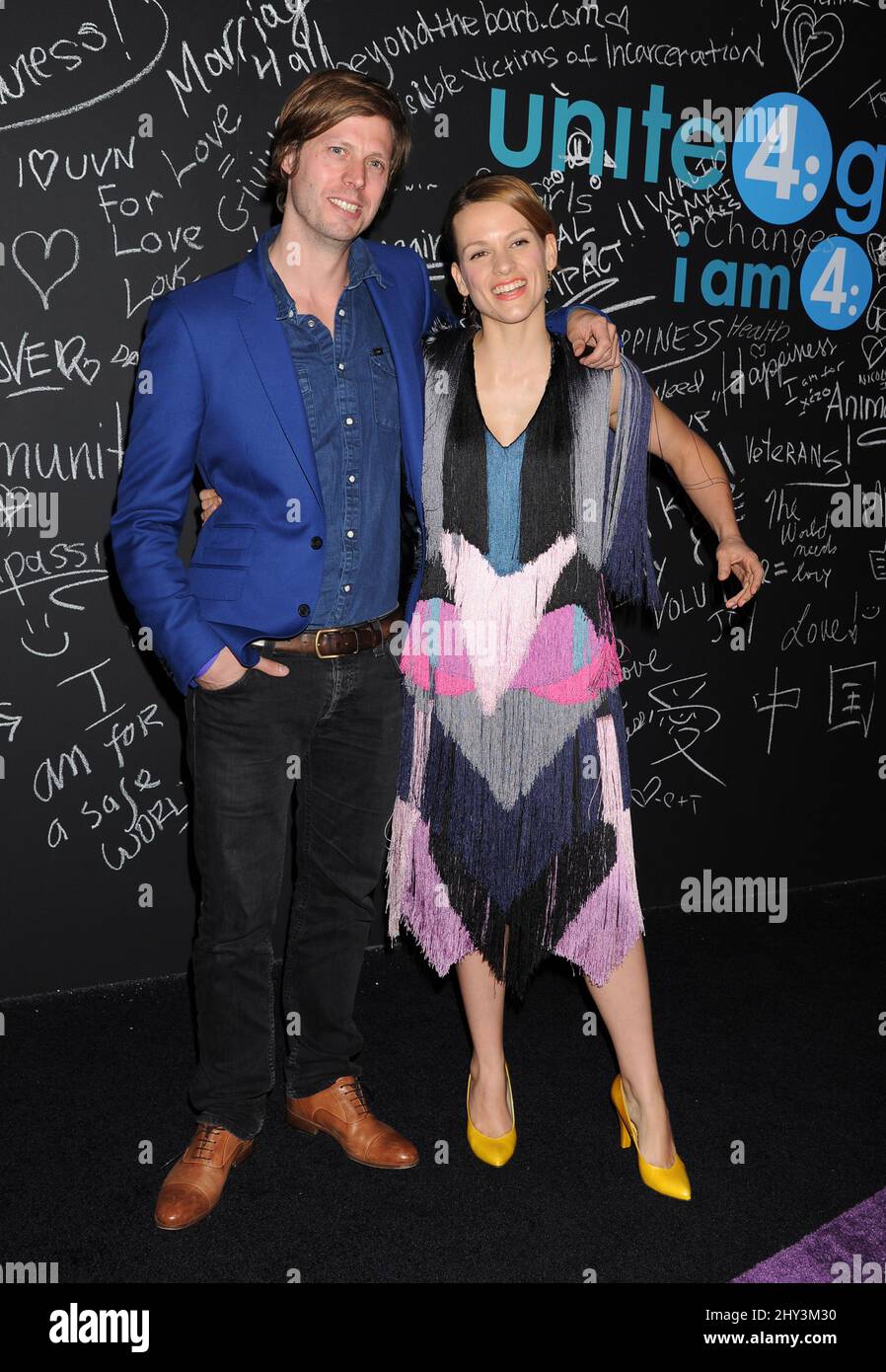 Felix Van Groeningen and Veerle Baetens attends the unite4:humanity event at the Sony Studios in Los Angeles, California on February 27, 2014. Stock Photo