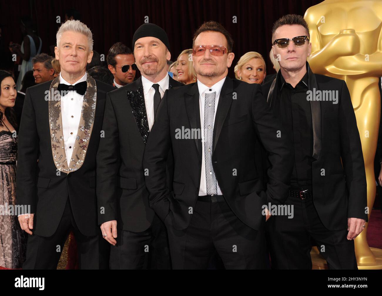U2 arriving at the 86th Academy Awards held at the Dolby Theatre Stock Photo