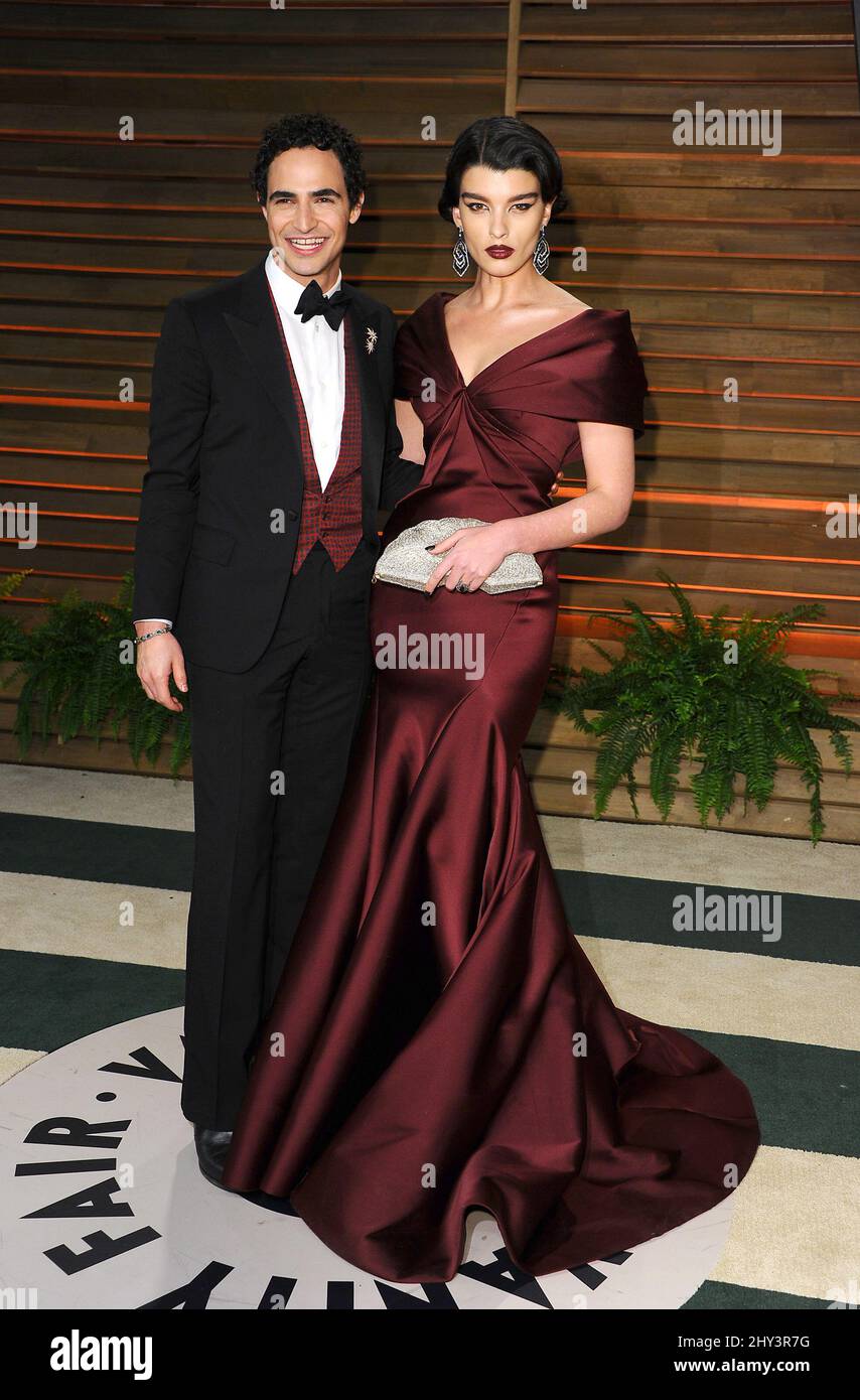 Zac Posen and Crystal Renn attending the Vanity Fair Oscar Party hosted by editor Graydon Carter at Sunset Plaza parking lot in Los Angeles, USA. Stock Photo