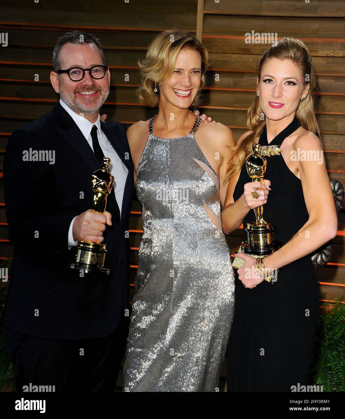Morgan Neville, Janet Friesen and Caitrin Rogers attending the Vanity Fair Oscar Party hosted by editor Graydon Carter at the Sunset Plaza parking lot Stock Photo