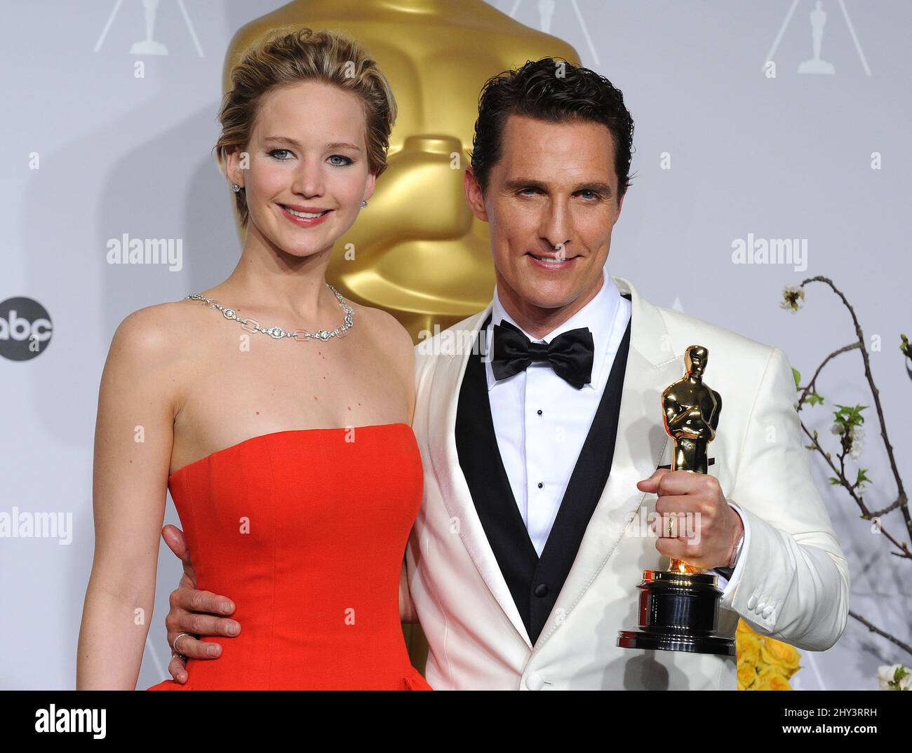 Jennifer Lawrence & Matthew McConaughey inside the 86th Academy Awards