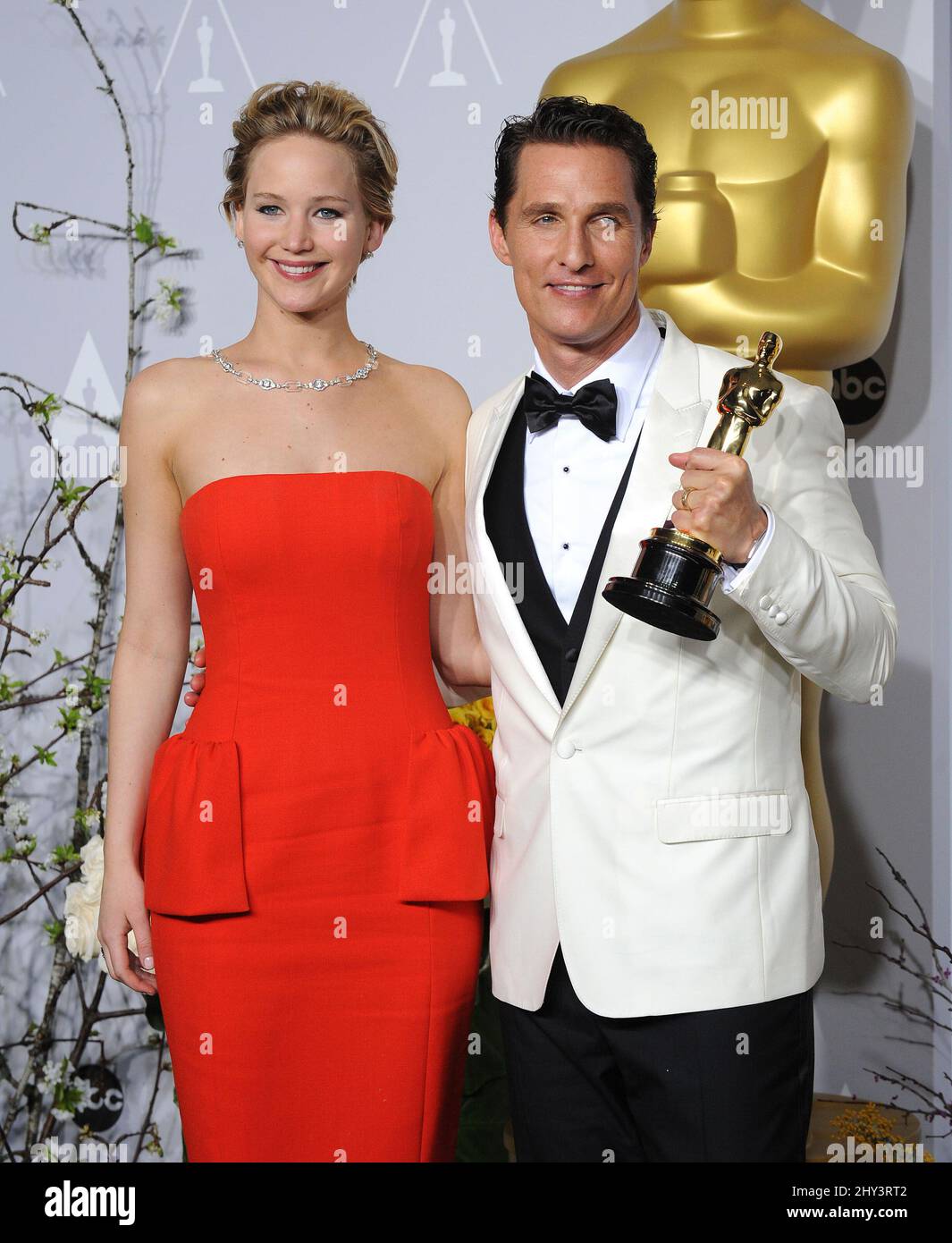 Jennifer Lawrence & Matthew McConaughey inside the 86th Academy Awards