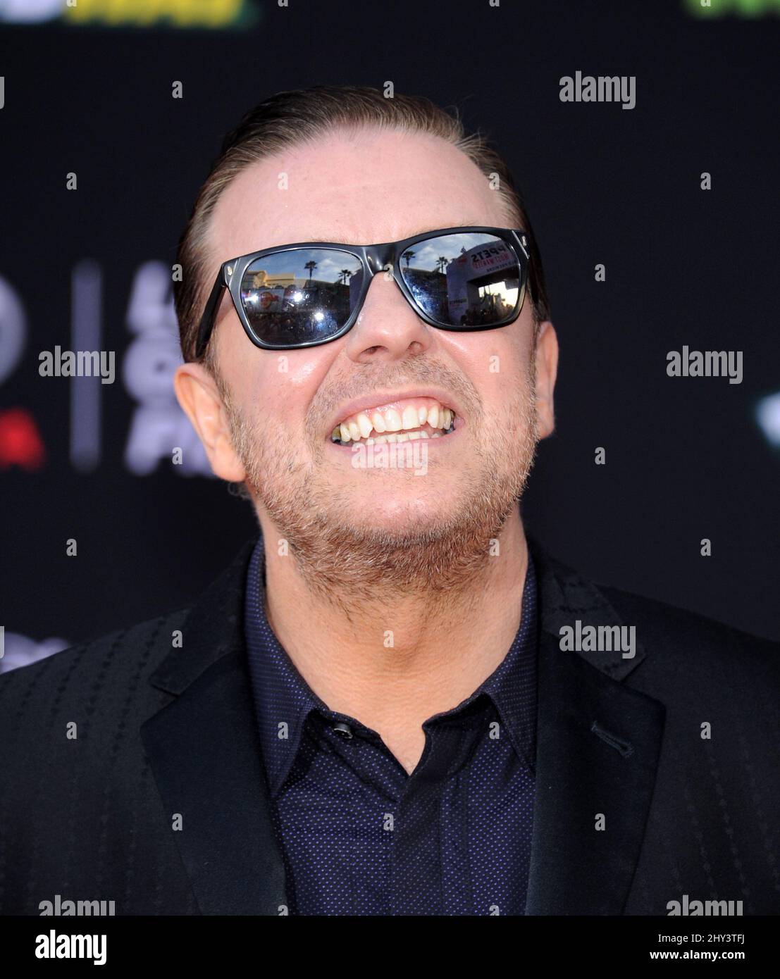 Ricky Gervais attending the Muppets Most Wanted Los Angeles Premiere at