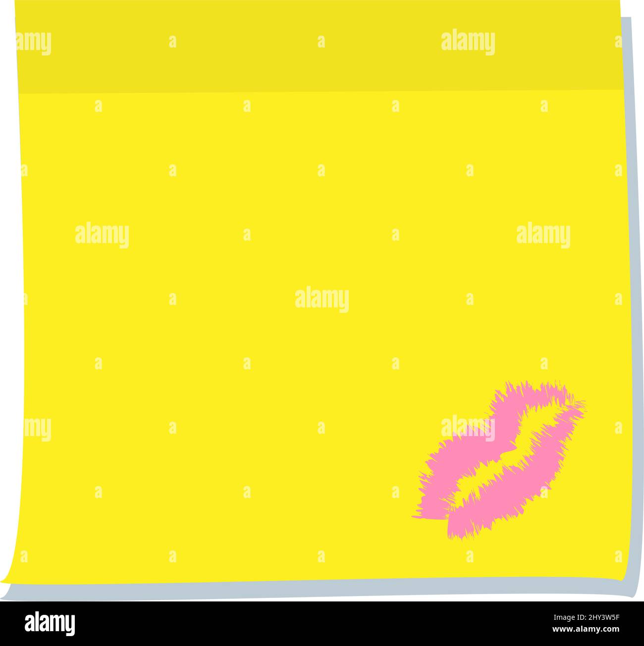 Lip Shape Sticker Yellow sheet of stickers with a lipstick imprint in the shape of lips ...
