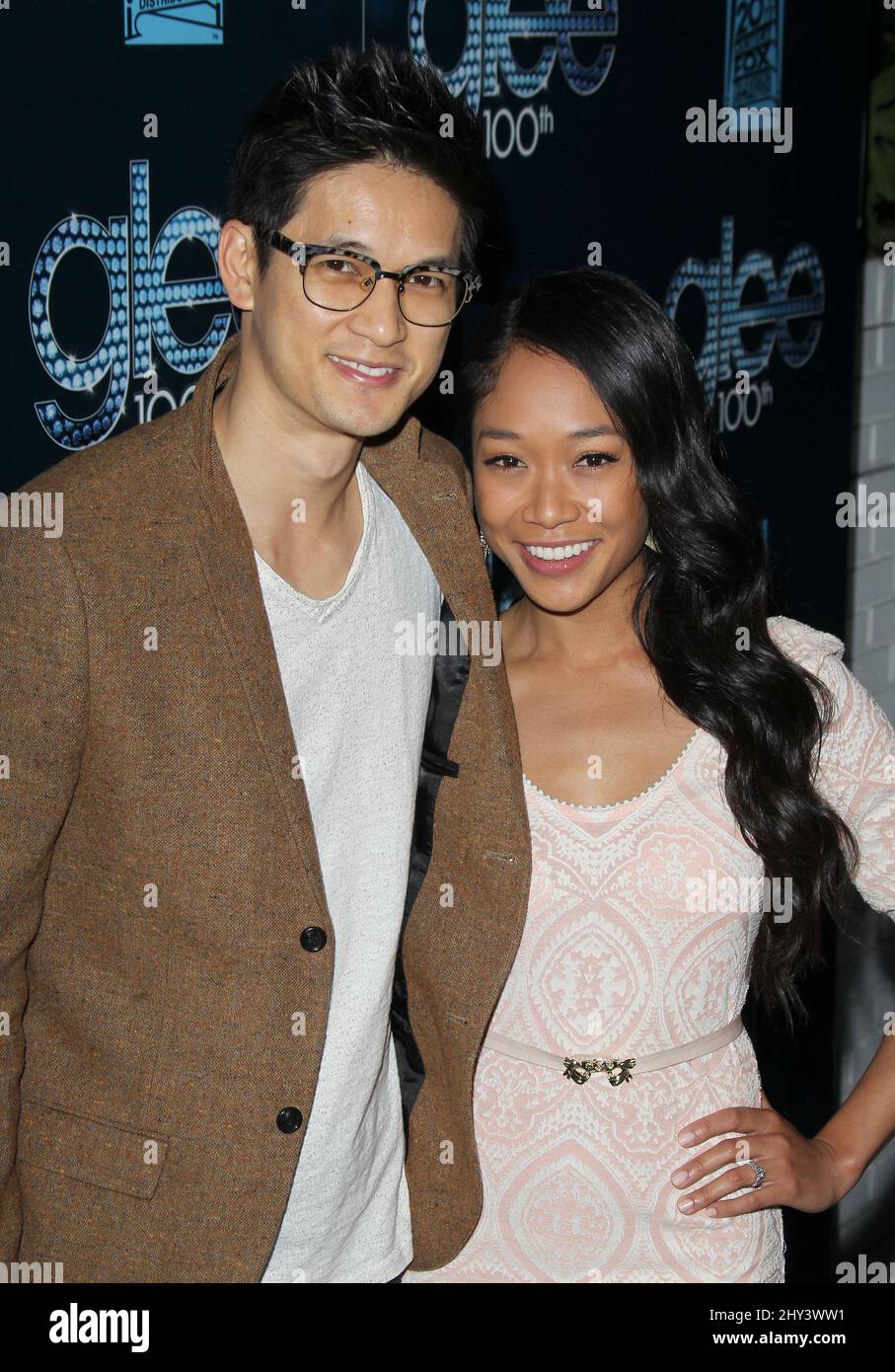 Harry Shum Jr. and Shelby Rabara arriving for the 100th Episode Celebration  of Glee held at the Chateau Marmont, Hollywood, Los Angeles Stock Photo -  Alamy