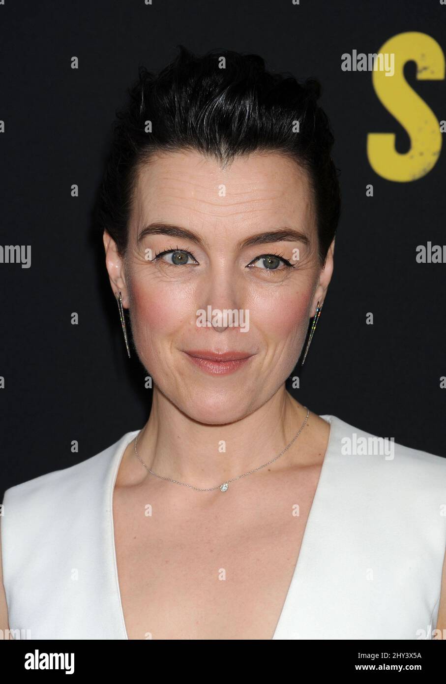Olivia Williams attending the 'Sabotage' Premiere in Los Angeles Stock