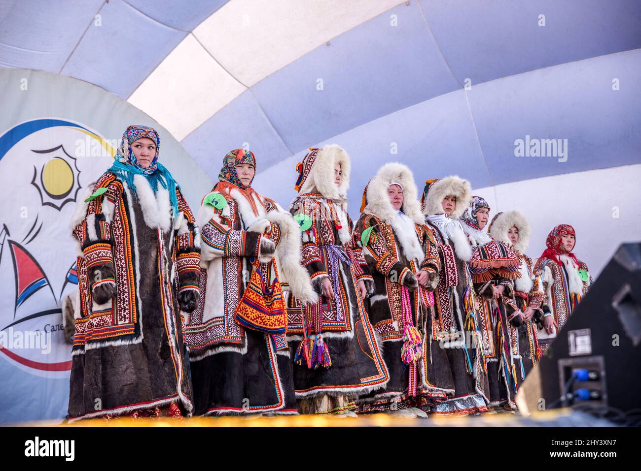 Nenets Patterns Traditioanl Nenet wear competition at Reindeer Herdes Festival in ...