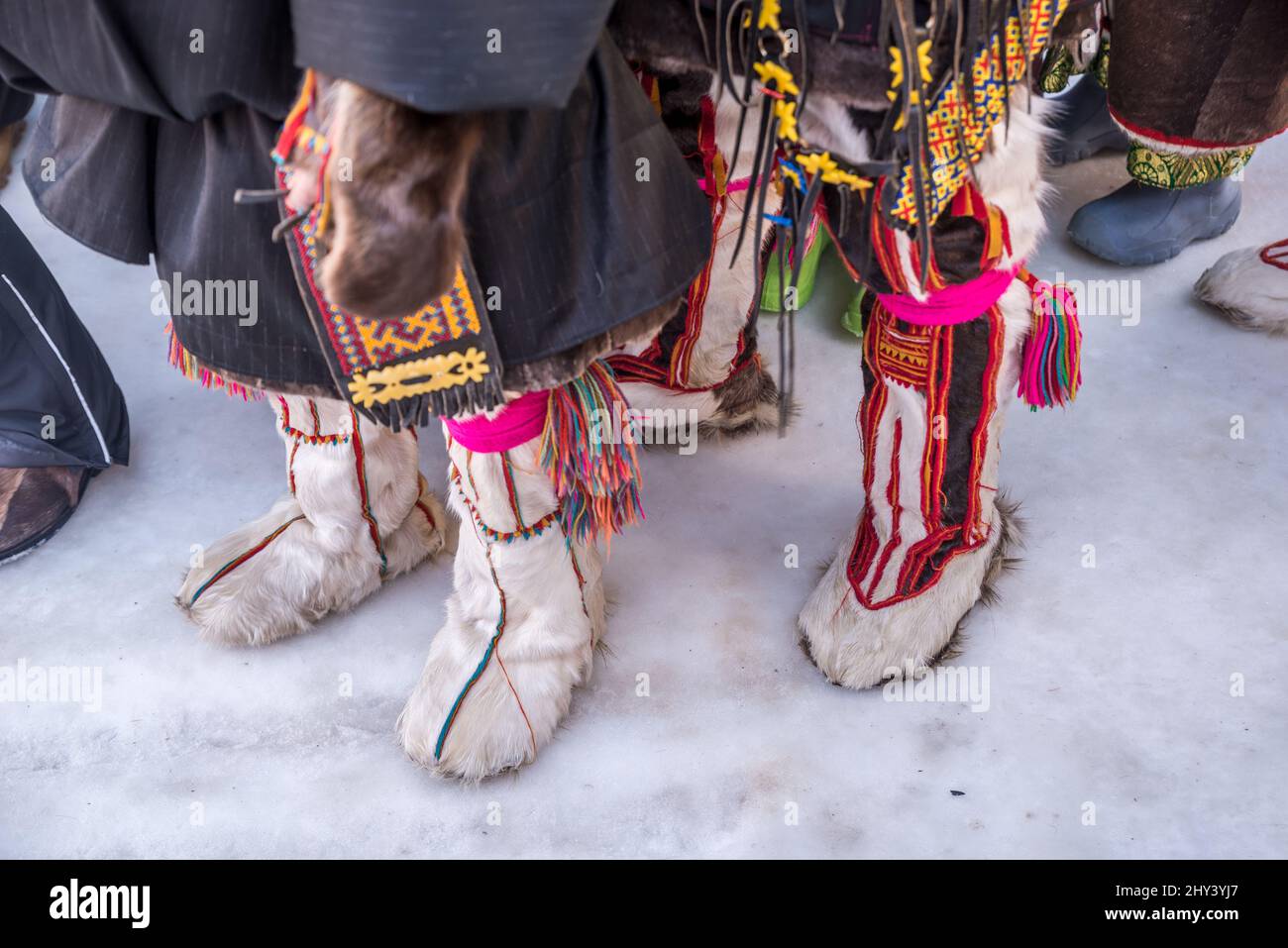 Traditional Nenet reindeer fur boots at Reindeer Herdes Festival