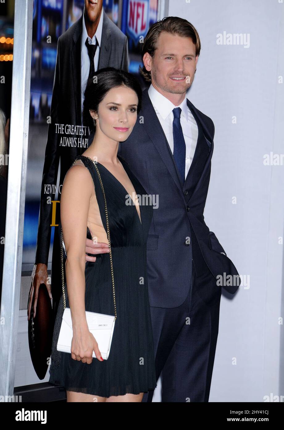 Abigail Spencer and Josh Pence attending the premiere of 'Draft Day' Stock Photo