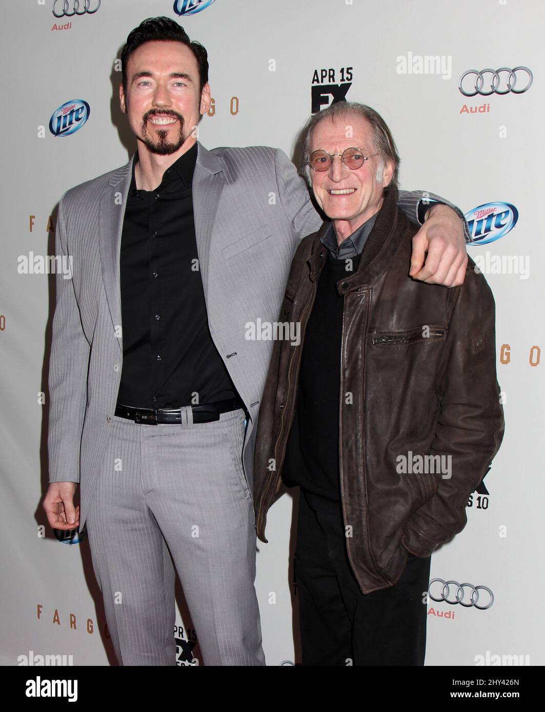 Kevin Durand and David Bradley attends the FX Networks Upfront premiere screening of 'Fargo' at the SVA Theater on Wednesday, April 9, 2014 in New York. Stock Photo