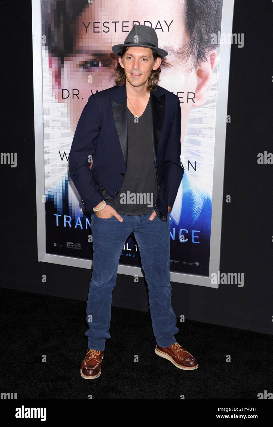 Lucas Haas arrives at the LA Premiere Of 'Transcendence' on Thursday, April 10, 2014, in Los Angeles. Stock Photo