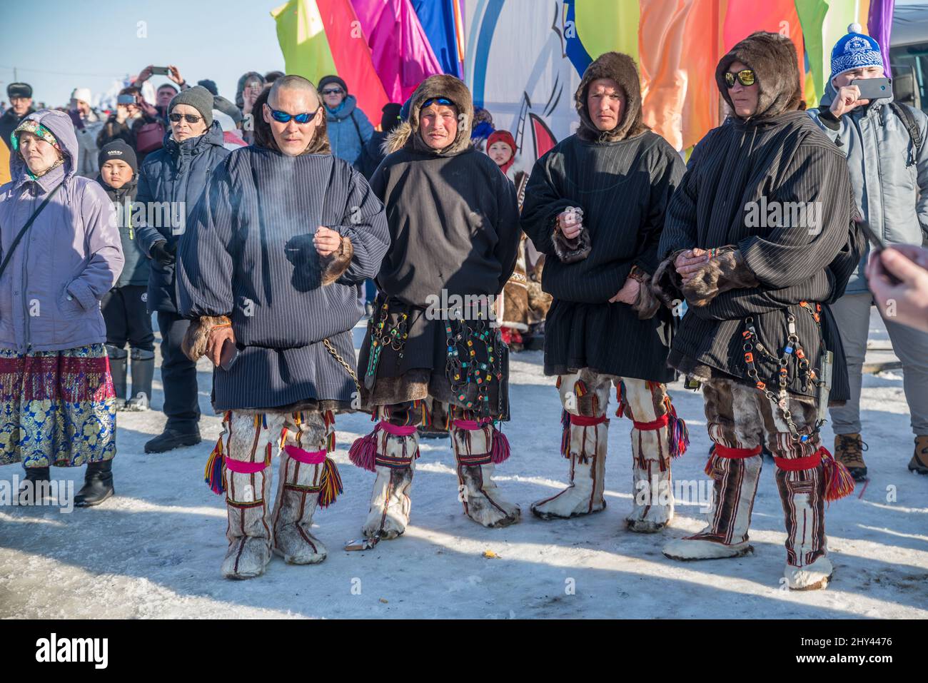 Nenets Patterns Nenet men in traditional clothes at Reindeer Herdes Festival in ...