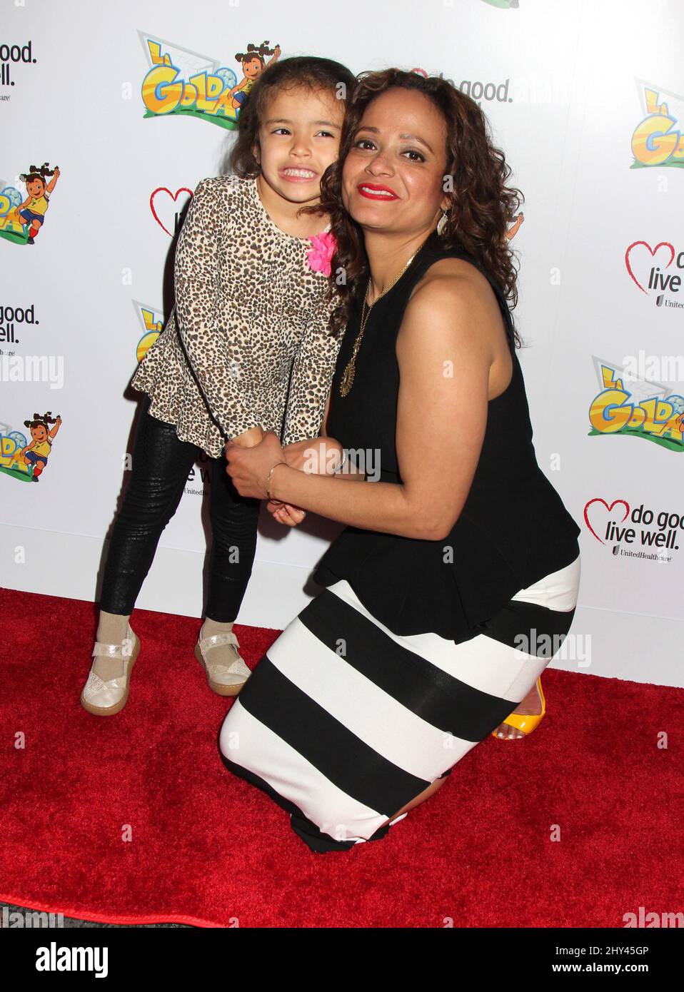 Judy Reyes and daughter Leila Rey attending 'La Golda' New York Premiere Stock Photo