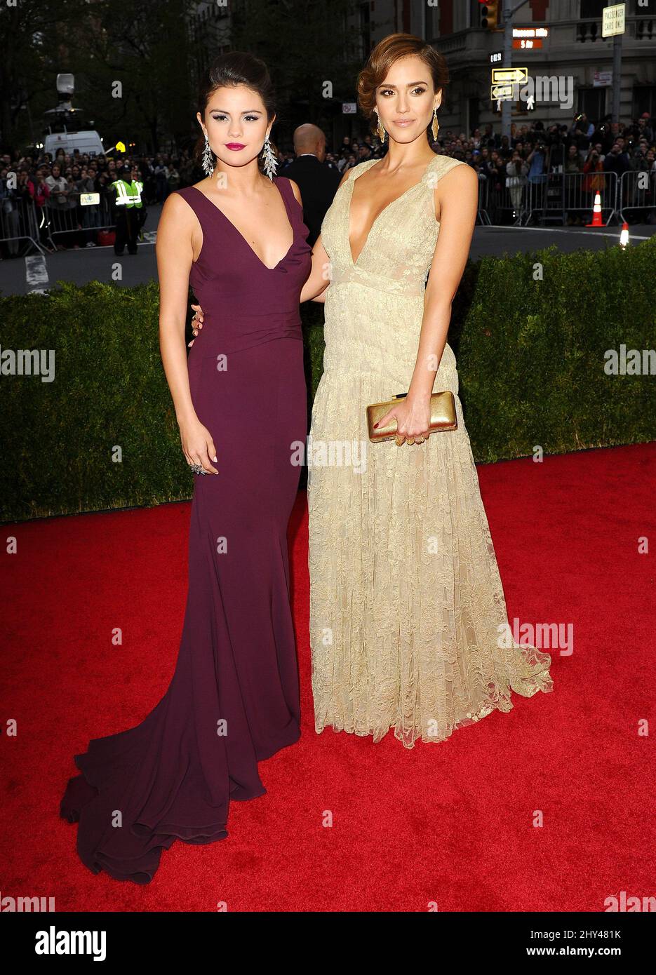 Selena Gomez and Jessica Alba arriving at the Costume Institute Benefit
