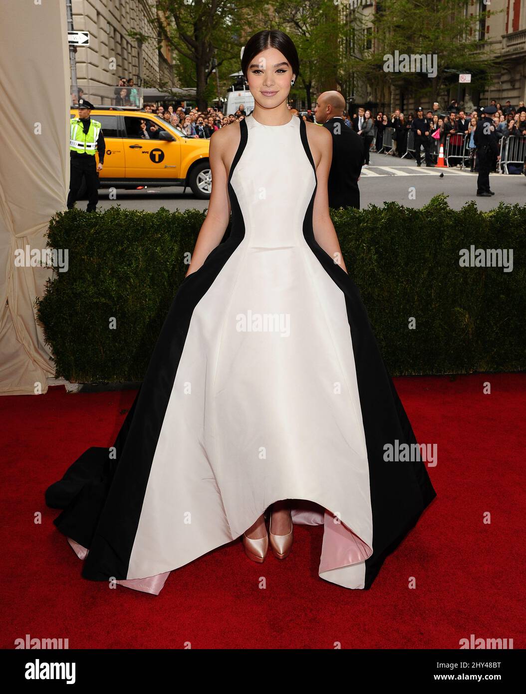 Hailee Steinfeld arriving at the Costume Institute Benefit Met Gala  celebrating the opening of the Charles James, Beyond Fashion Exhibition and  the new Anna Wintour Costume Center. The Metropolitan Museum of Art,