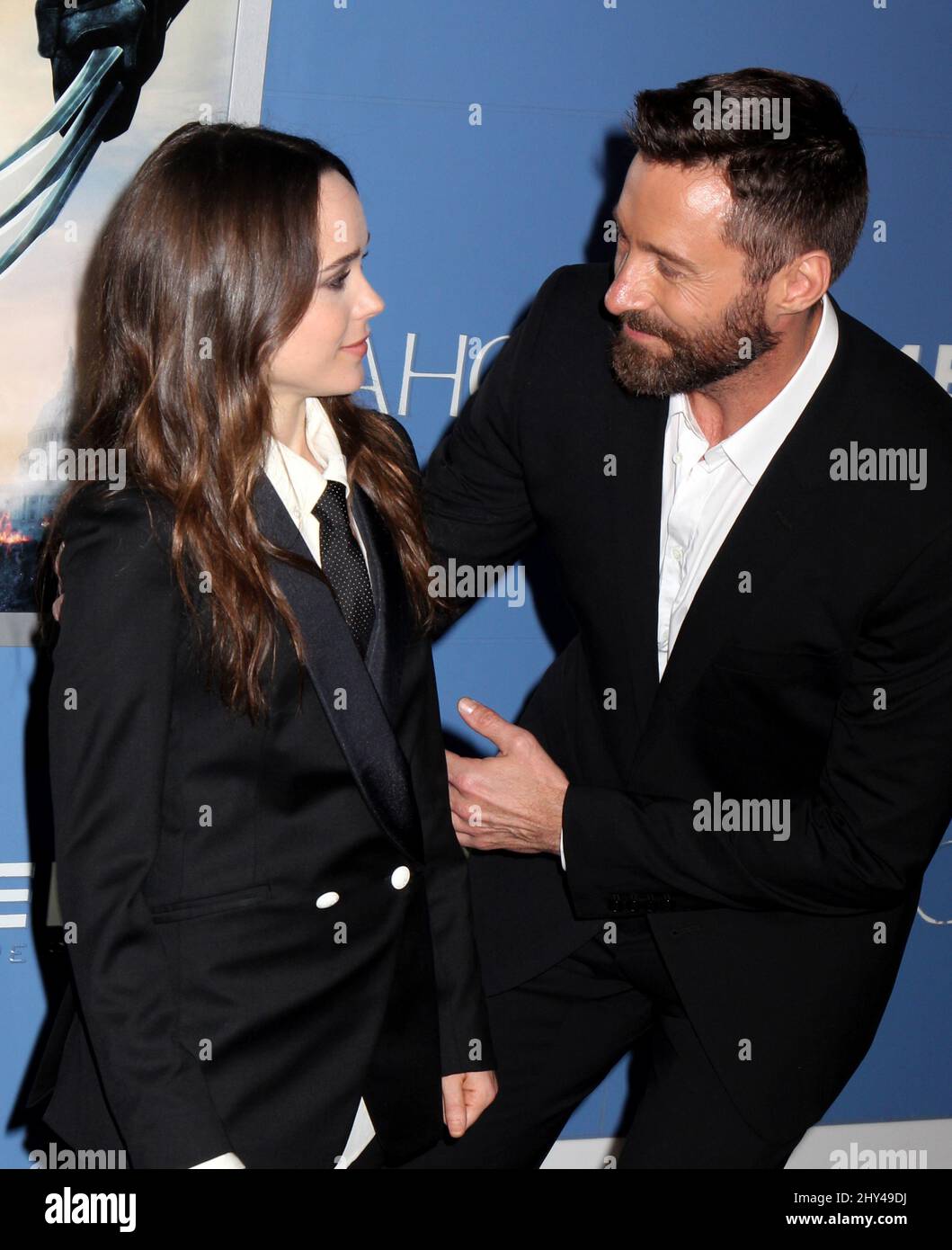 Ellen Page and Hugh Jackman attends the 'X-Men: Days Of Future Past' World Premiere, Jacob Javits Center, May 10, 2014. Stock Photo