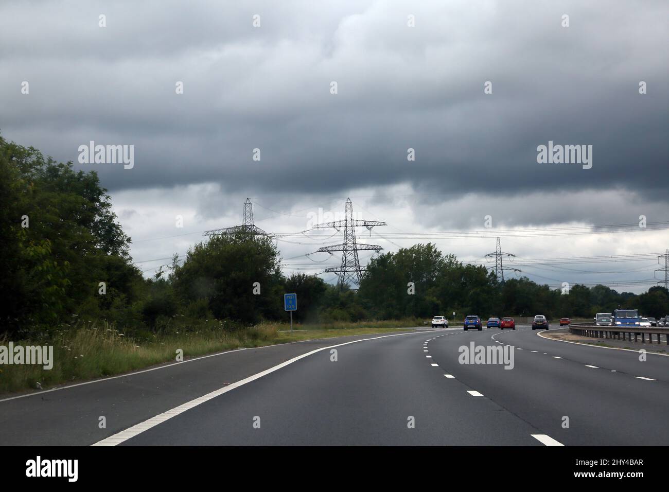 Hampshire England Power Lines along the M27 Stock Photo