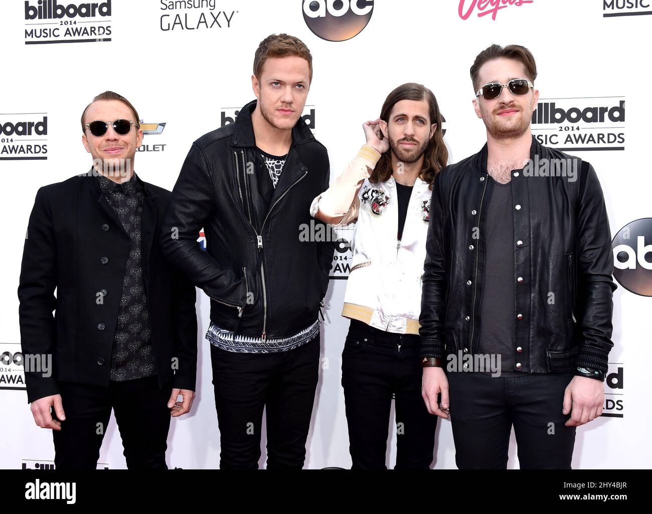 Imagine Dragons arrives at the Billboard Music Awards, at the MGM Grand Garden Arena on Sunday, May 18, 2014, in Las Vegas. Stock Photo