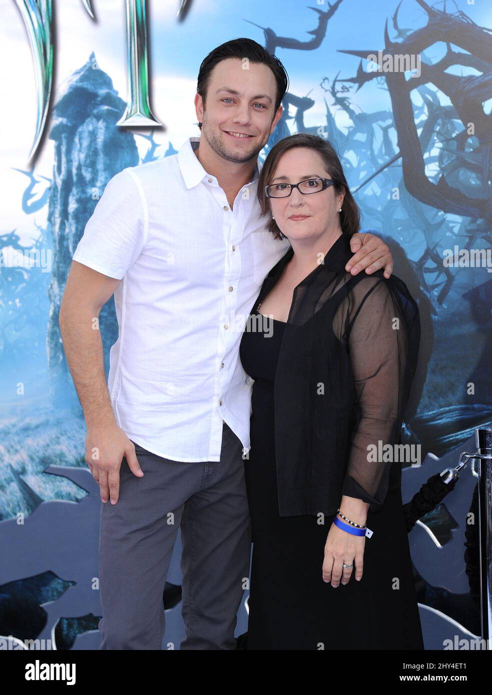 Jonathan Sadowski & Jillian Armenante attending the premiere of 'Maleficent' in Los Angeles, California. Stock Photo