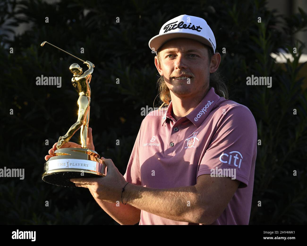 Ponte Vedra Beach, United States. 14th Mar, 2022. Cameron Smith of Australia holds the Gold Man 2022 Players Championship trophy after the final round and winning the 2022 Players PGA Championship on the Stadium Course at TPC Sawgrass in Ponte Vedra Beach, Florida on Monday, March 14, 2022. Smith won the championship with a score of 6 under par. Photo by Joe Marino/UPI Credit: UPI/Alamy Live News Stock Photo