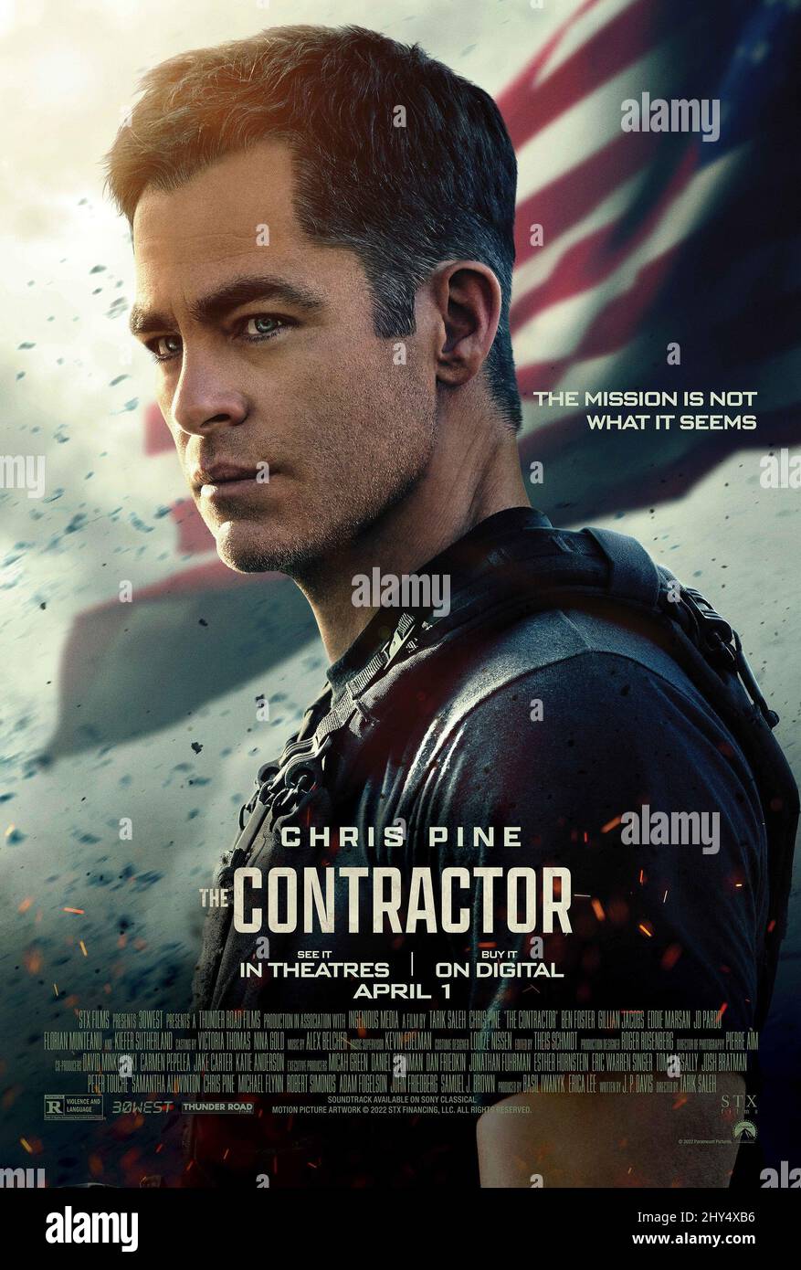 THE CONTRACTOR, US poster, Chris Pine, 2022. © Paramount Pictures