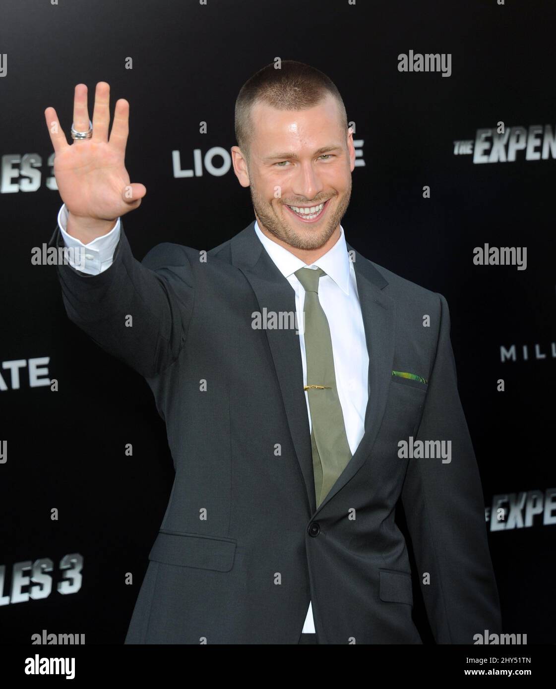 Glen Powell arriving for the premiere of The Expendables 3 held at the
