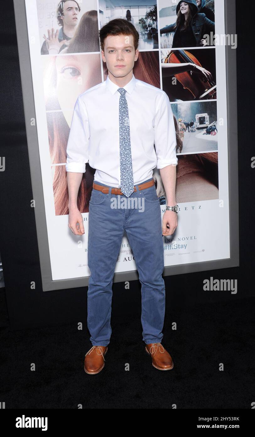 Cameron Monaghan arrives at the World Premiere Of 'If I Stay' on Wednesday, Aug. 20, 2014, in Los Angeles. Stock Photo