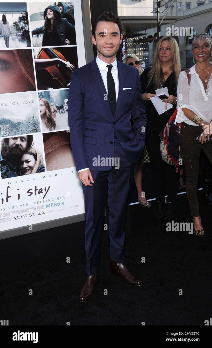 Jamie Blackley arrives at the World Premiere Of 'If I Stay' on Wednesday, Aug. 20, 2014, in Los Angeles. Stock Photo
