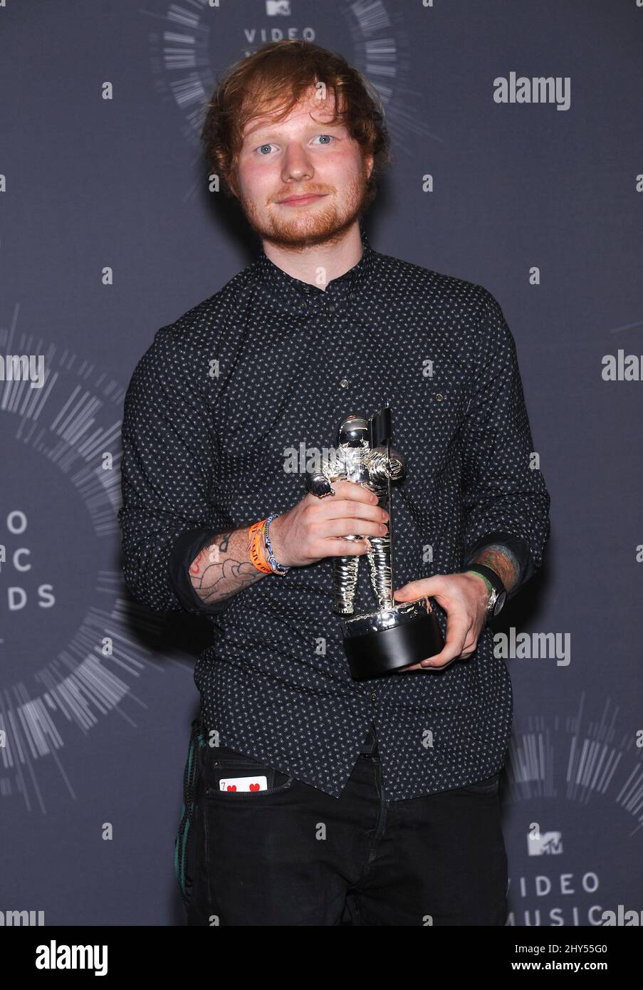 Ed Sheeran in the press room at the 2014 MTV Video Music Awards held at