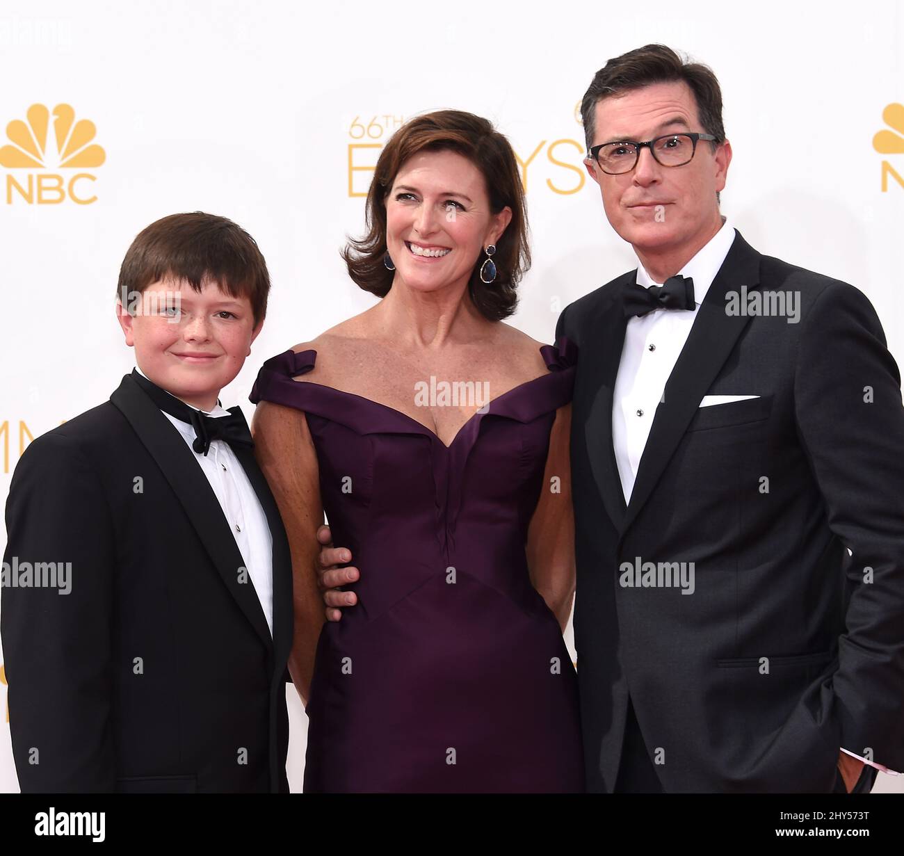 Stephen Colbert, Evelyn McGee-Colbert arriving at the EMMY Awards 2014, Nokia Live, Los Angeles. Stock Photo