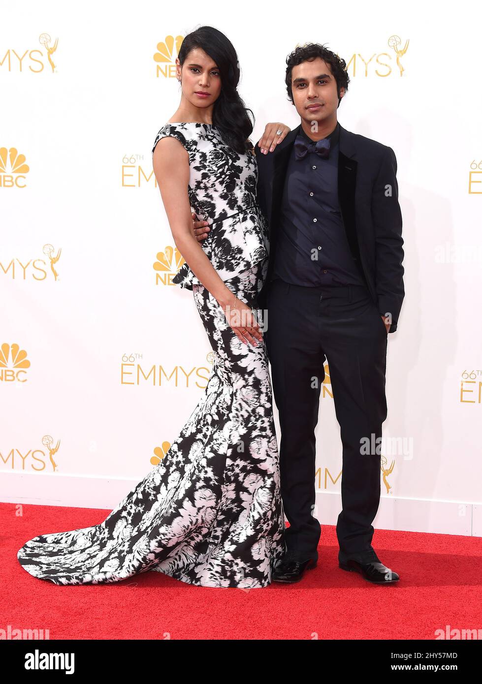 Kunal Nayyar and Neha Kapur arriving at the EMMY Awards 2014, Nokia