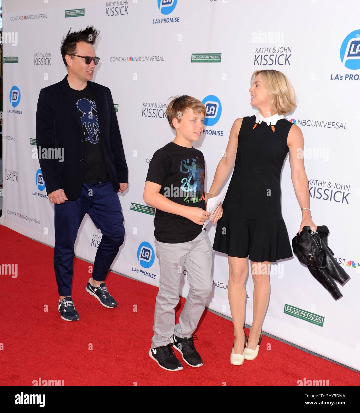 Mark Hoppus, Skye Everly, Jack Hoppus attending the 2014 LA's Promise Gala, Los Angeles Stock