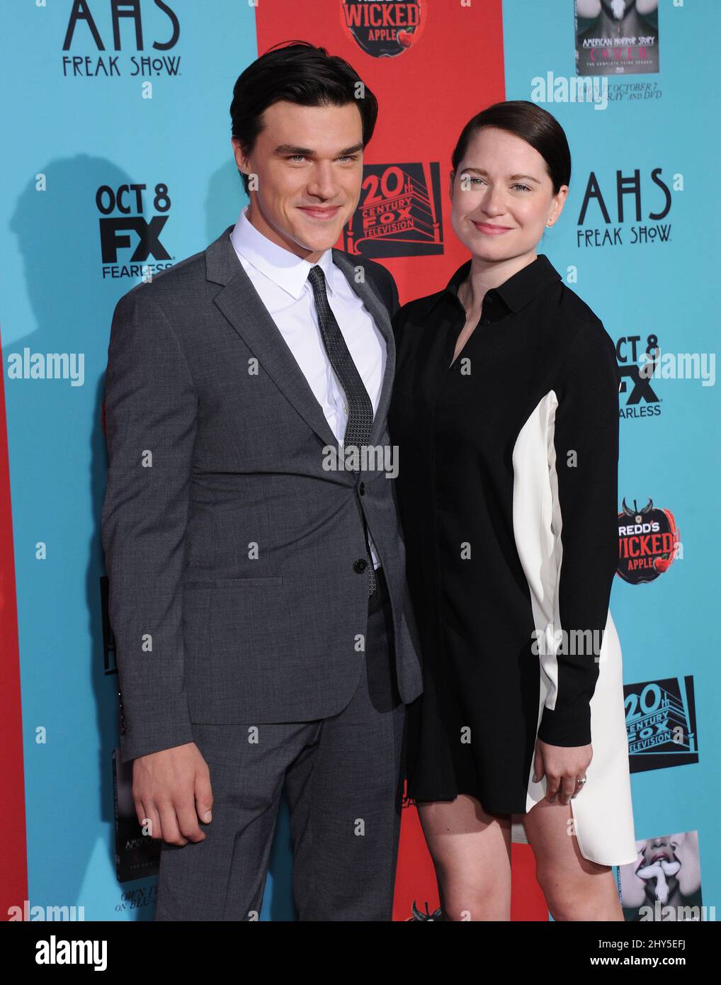 Finn Wittrock & Sarah Roberts attends the 'American Horror Story: Freak Show' Season Premiere at the Chinese Theatre Stock Photo