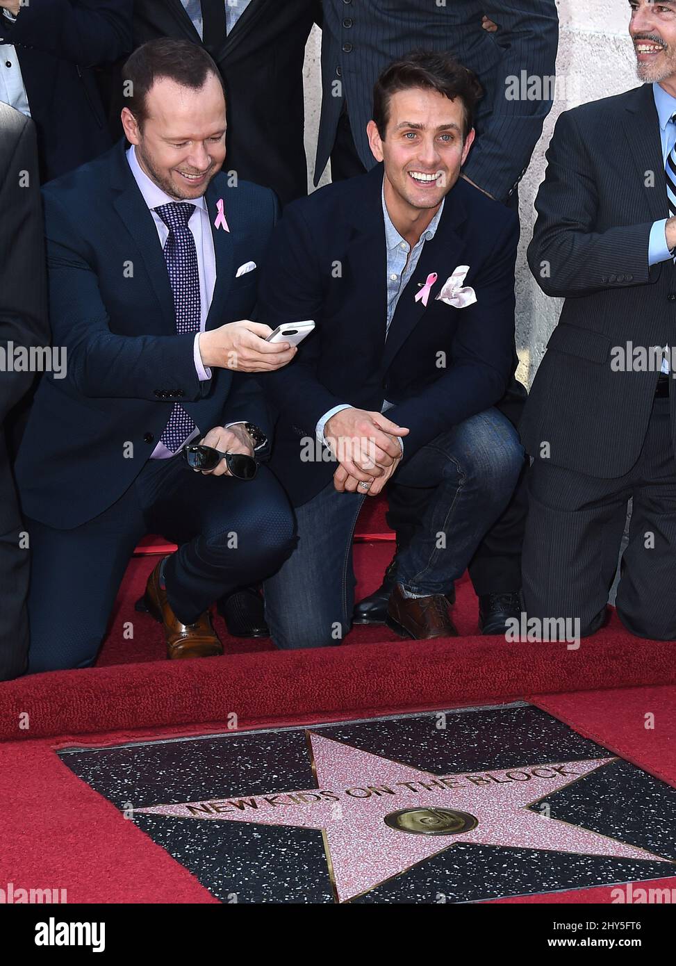 Donnie Wahlberg and Joey McIntyre attending the New Kids on the Block Walk of Fame Star Ceremony on Hollywood Blvd, Hollywood, California. Stock Photo