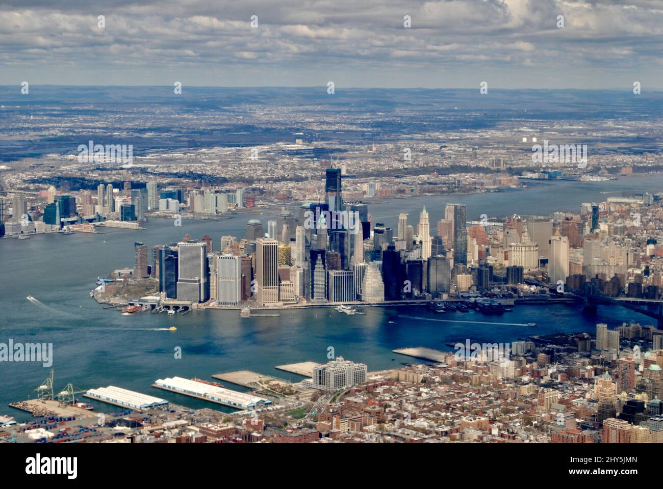 The southern tip of Manhattan, New York City, from the air Stock Photo