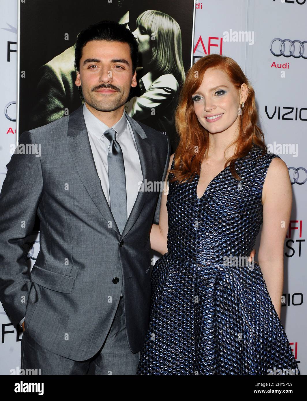 Oscar Isaac and Jessica Chastain arriving for the 2014 AFI Fest - "A