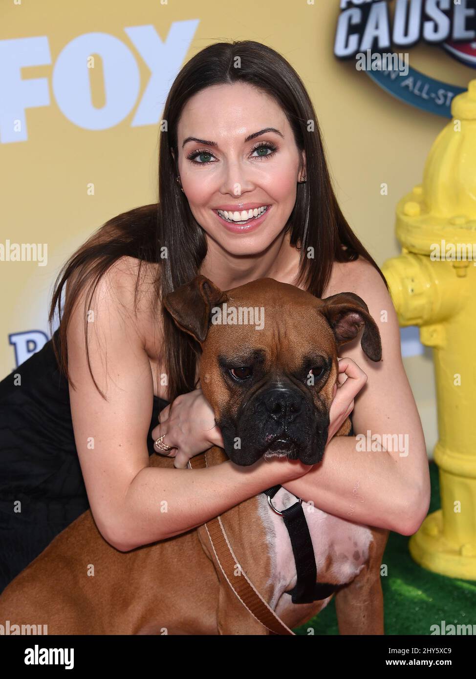 Whitney Cummings & Cliffy attending FOX's Cause for Paws: An All-Star Dog Spectacular at the Barker Hanger in Los Angeles, USA. Stock Photo