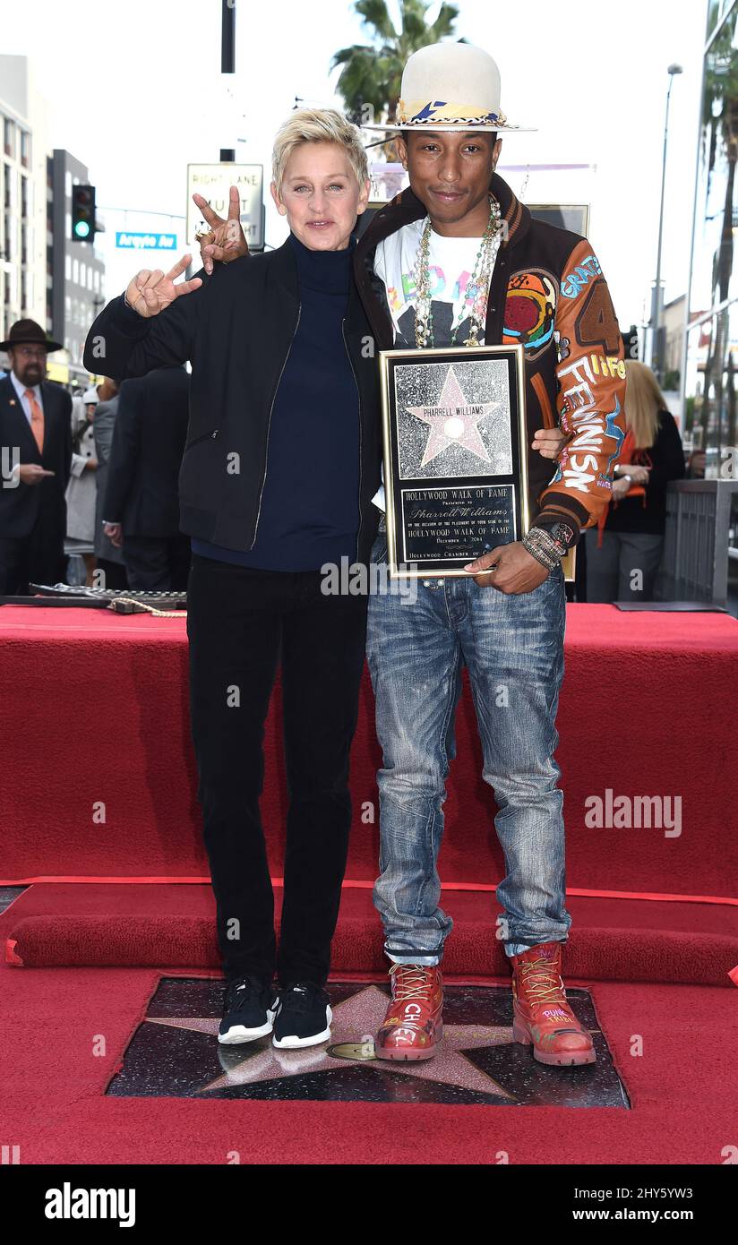Ellen DeGeneres and Pharrell Williams at the Pharrell Williams ...