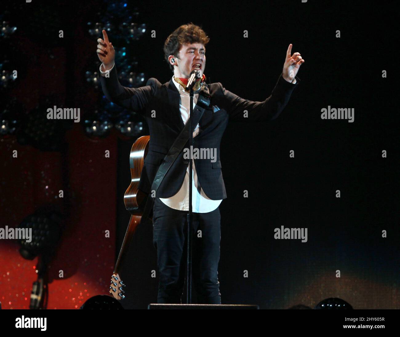 Jake Roche, Rixton performs during KIIS FM's Jingle Ball concert held ...