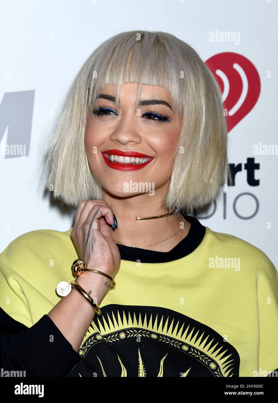 Rita Ora arrives for KIIS FM's Jingle Ball concert held at Staples Center, Los Angeles. Stock Photo