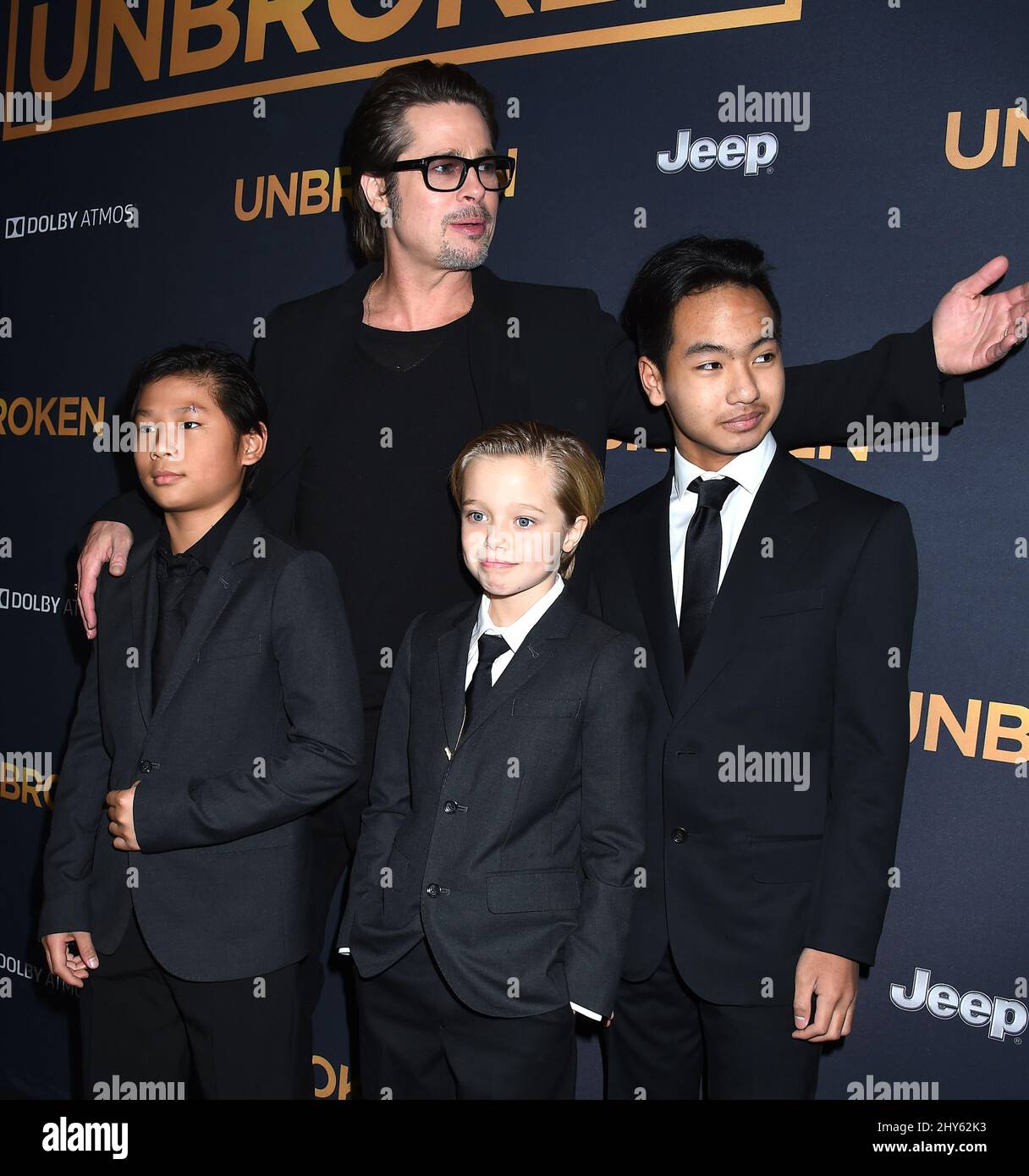 Brad Pitt, Pax JoliePitt, Shiloh JoliePitt and Maddox Jolie attending