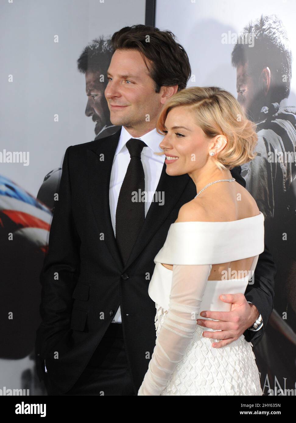 Sienna Miller & Bradley Cooper attending the 'American Sniper' Premiere ...