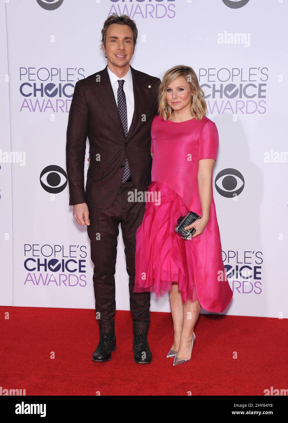 Dax Shepard & Kristen Bell arriving at the People's Choice Awards at the Nokia Theatre on Wednesday, Jan. 7, 2015, in Los Angeles. Stock Photo