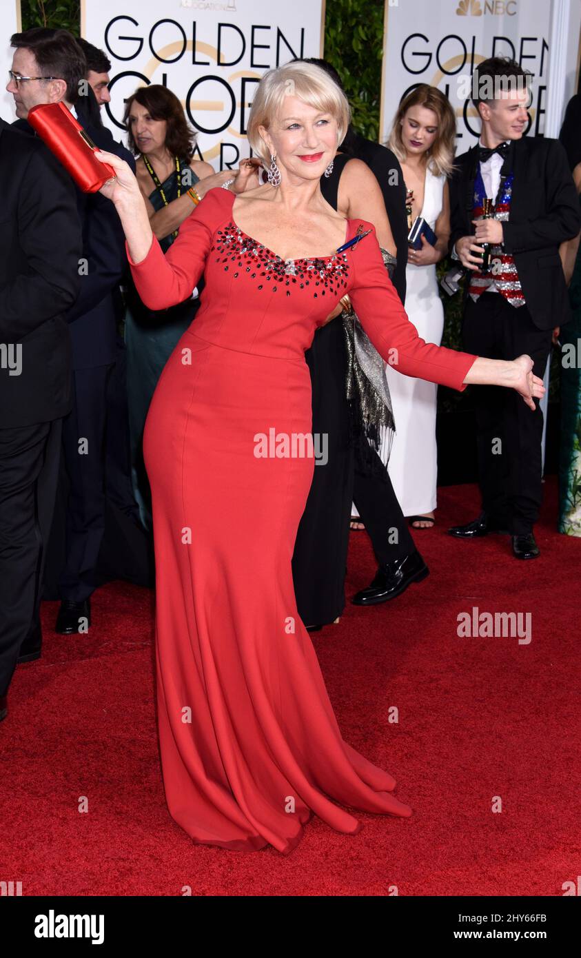 Helen Mirren arriving for the 72nd Annual Golden Globe Awards held at(02)
