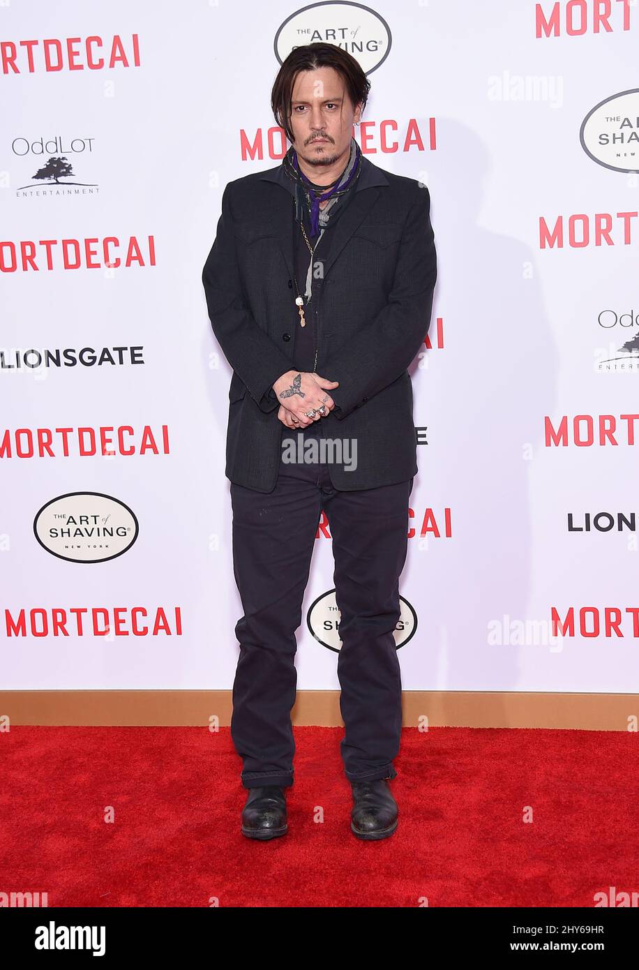 Johnny Depp attending the premiere of "Mortdecai" in Los Angeles